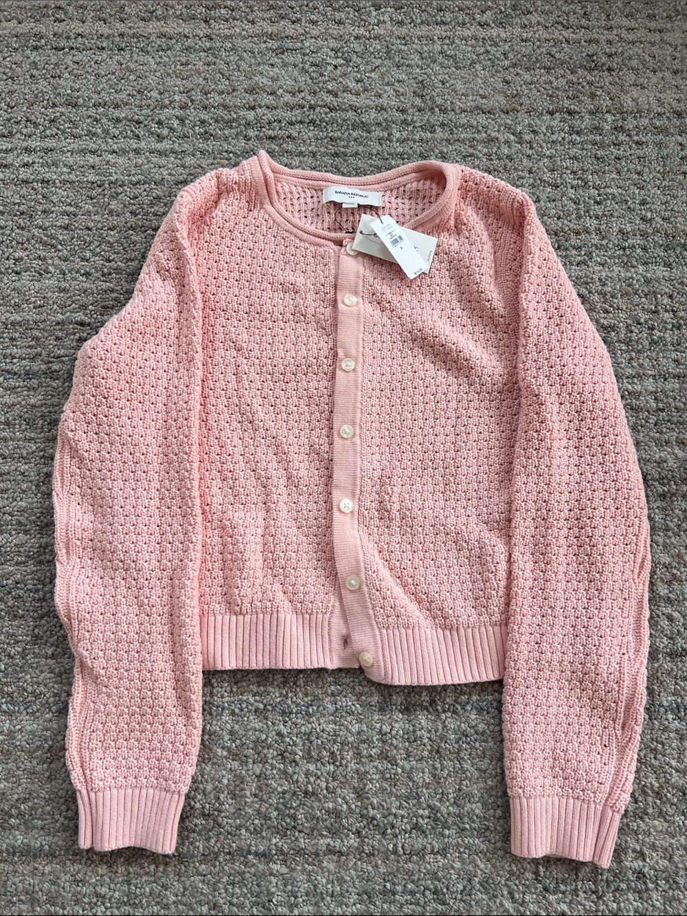 Banana Republic Blush Pink Pointelle Button Cardigan
